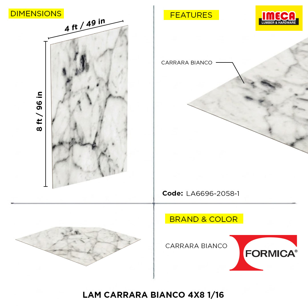LAM CARRARA BIANCO 4X8 1/16