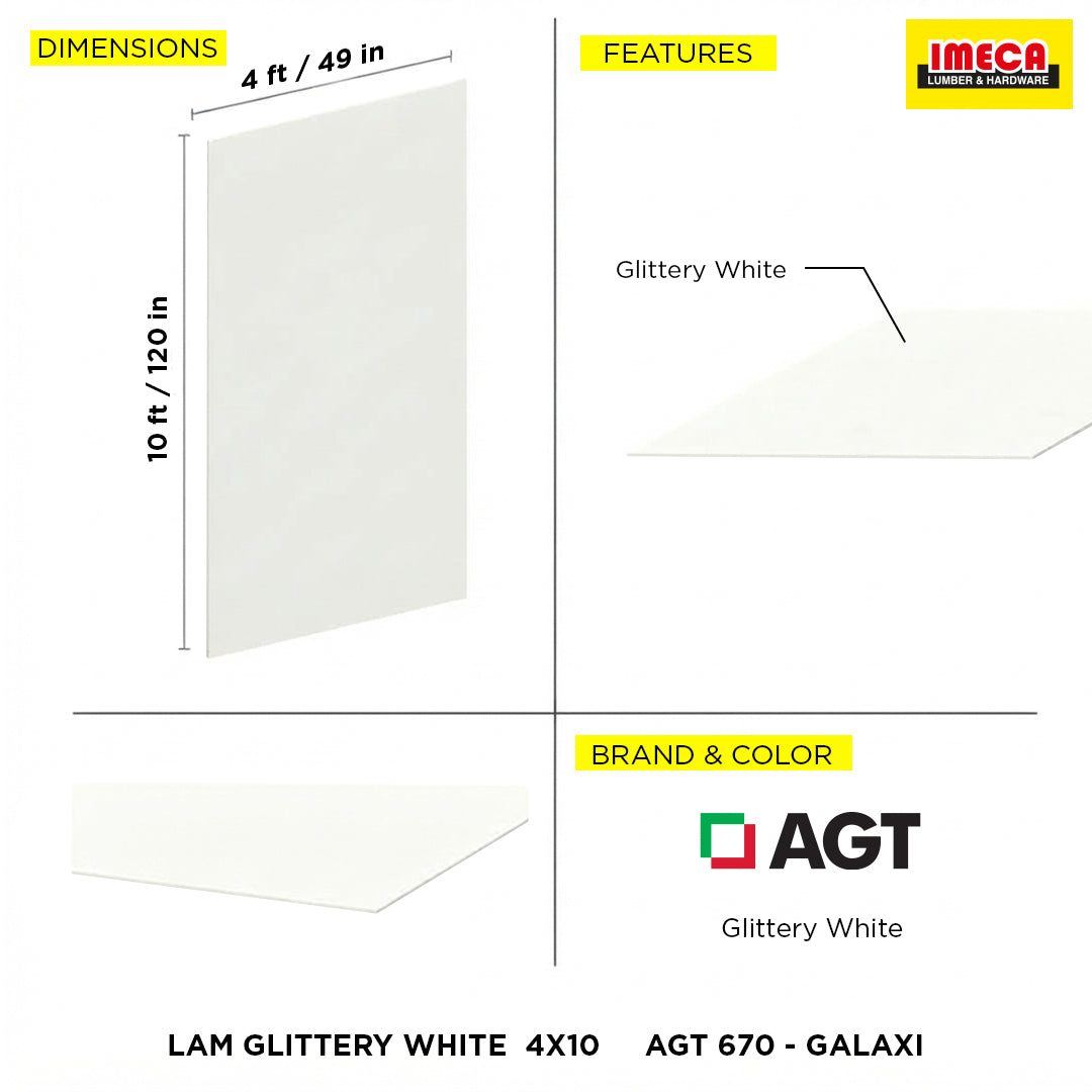 LAM GLITTERY WHITE  4X10     AGT 670 - GALAXI