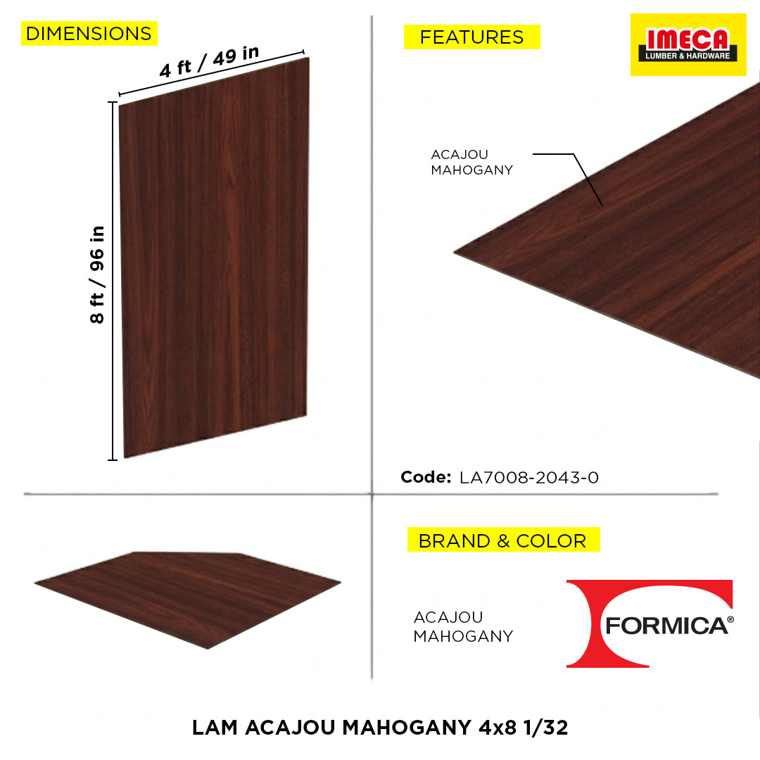 LAM ACAJOU MAHOGANY 4x8 1/32