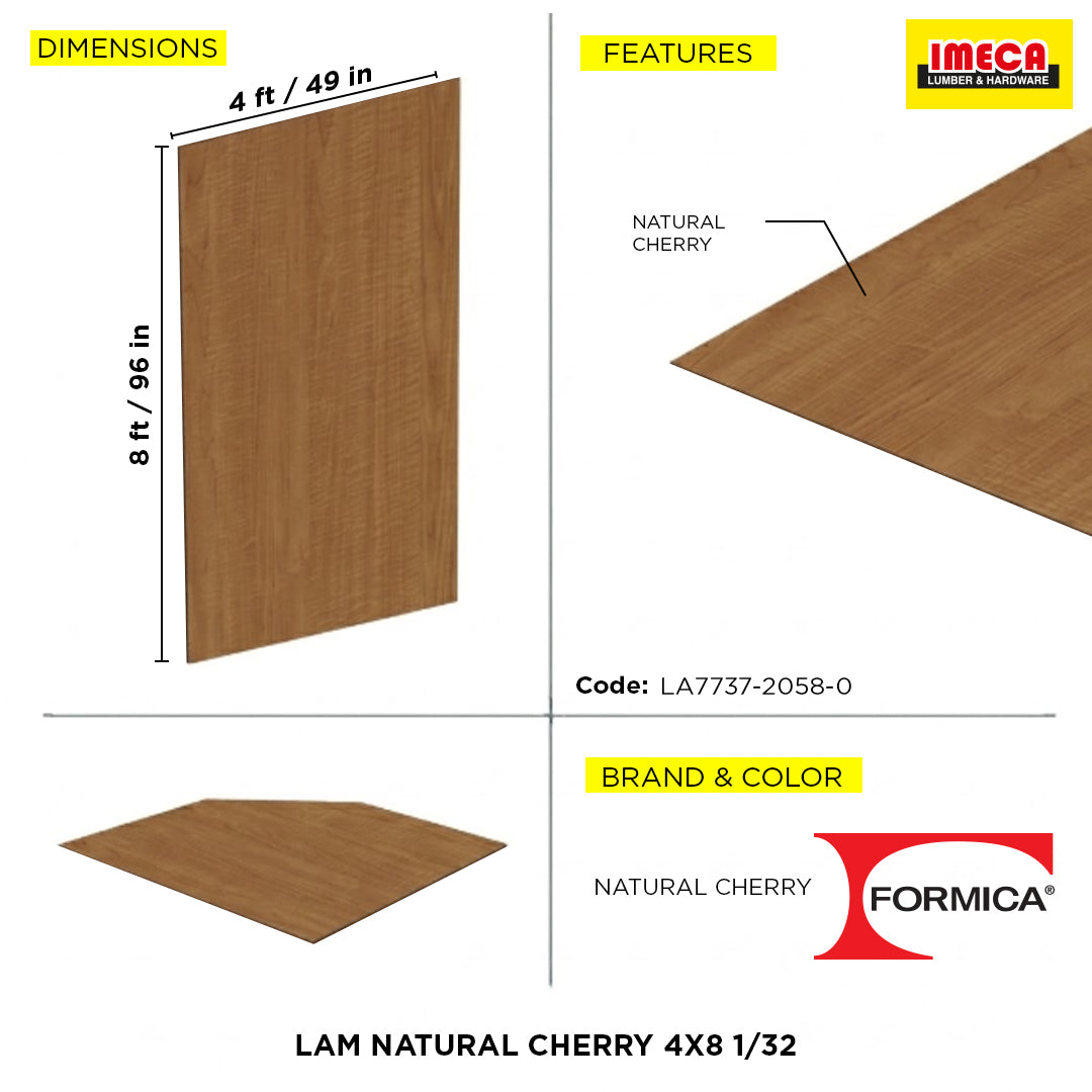 LAM NATURAL CHERRY 4X8 1/32
