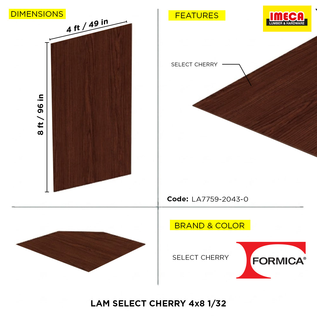 LAM SELECT CHERRY 4x8 1/32
