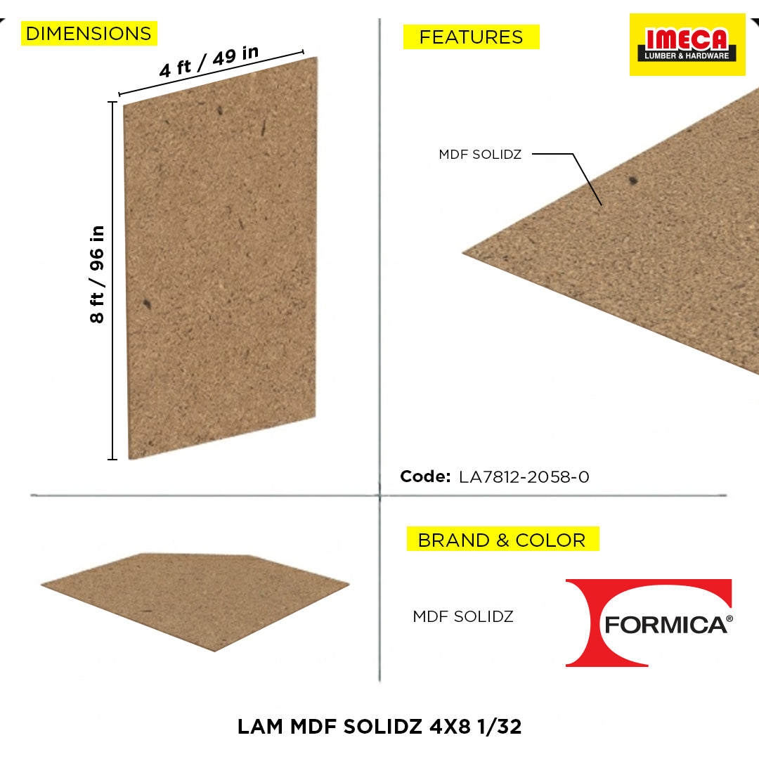 LAM MDF SOLIDZ 4X8 1/32