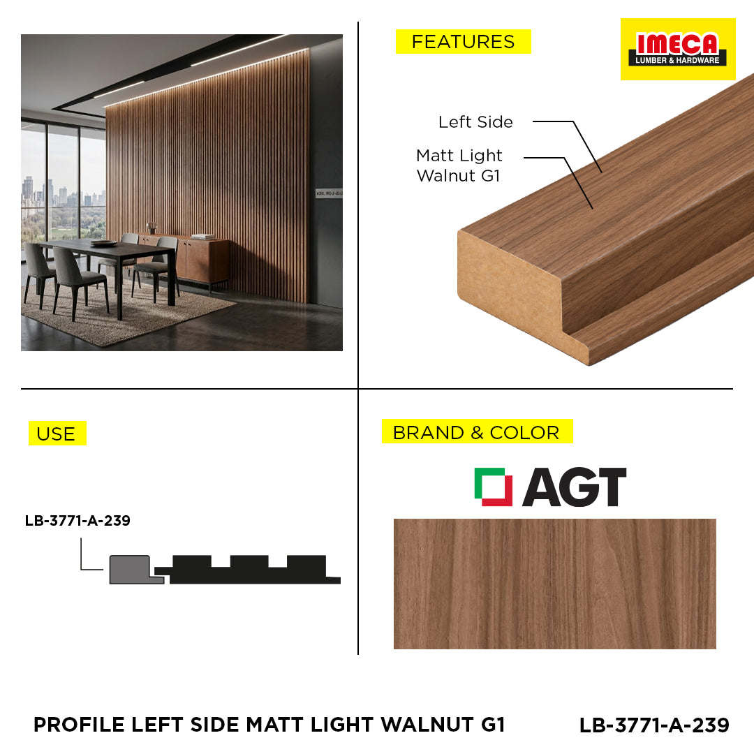 PROFILE LEFT SIDE MATT LIGHT WALNUT G1
