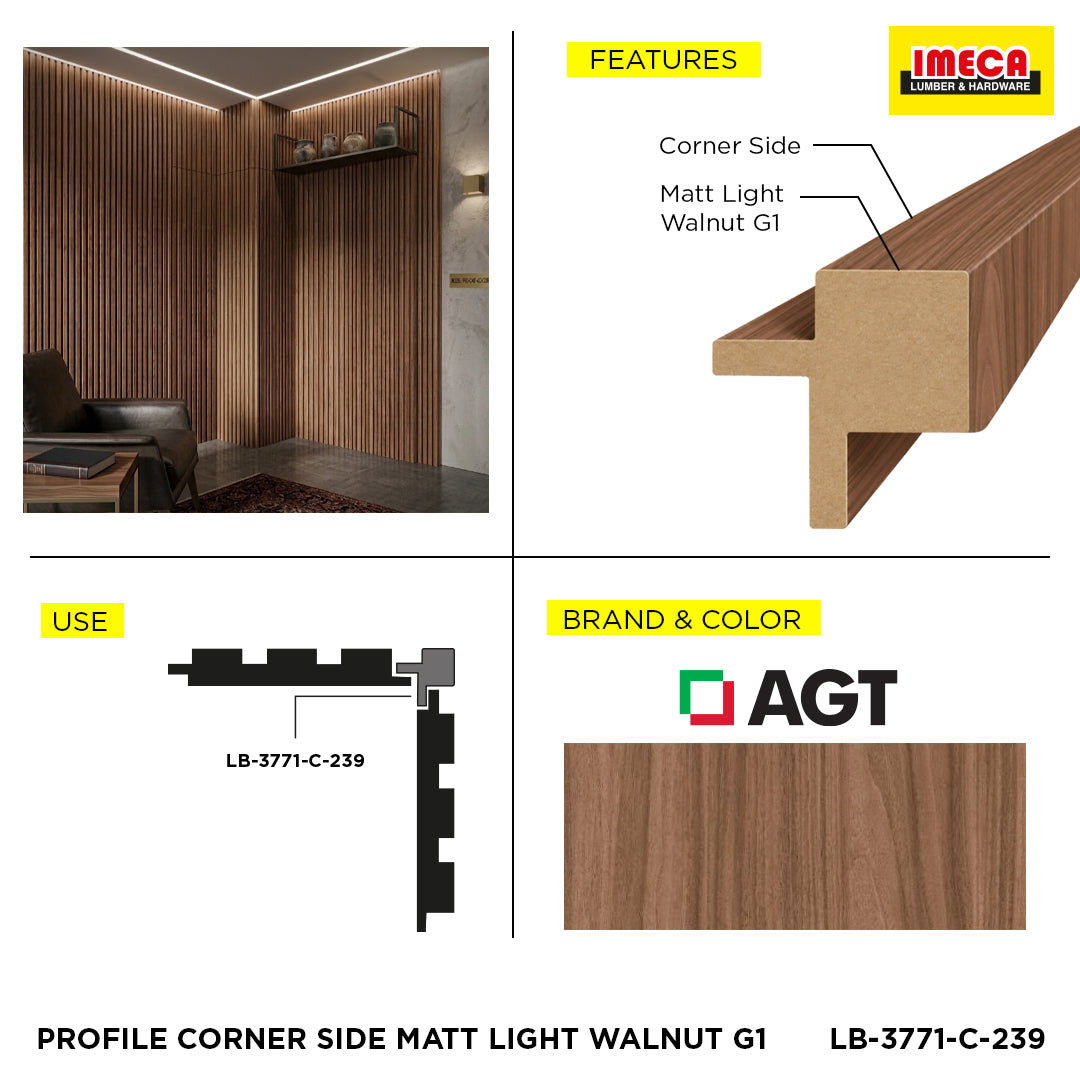 PROFILE CORNER SIDE MATT LIGHT WALNUT G1