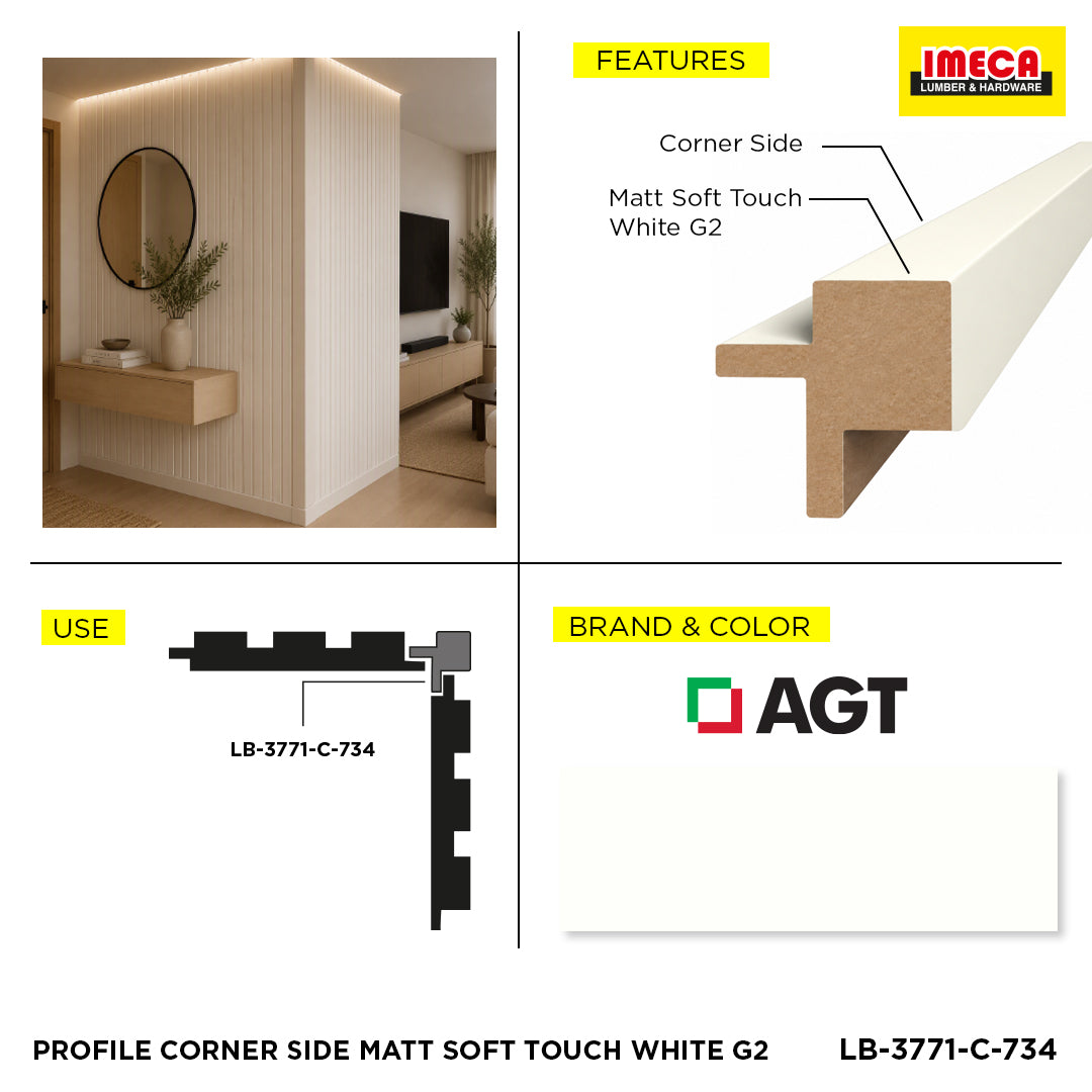 PROFILE CORNER SIDE MATT SOFT TOUCH WHITE G2