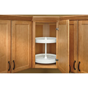 18 in White Polymer Full Circle Lazy Susans 2-Shelf White  18 in (457 mm) W x 18 in (457 mm) D x 17.38 in (441 mm) H