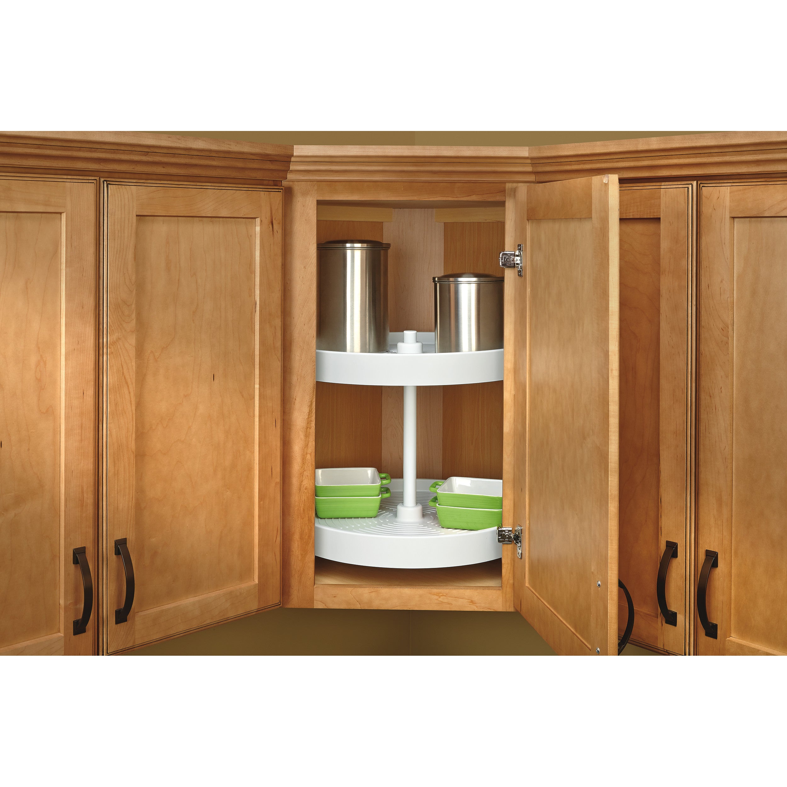 18 in Almond Polymer Full Circle Lazy Susans 2-Shelf Almond  18 in (457 mm) W x 18 in (457 mm) D x 17.38 in (441 mm) H
