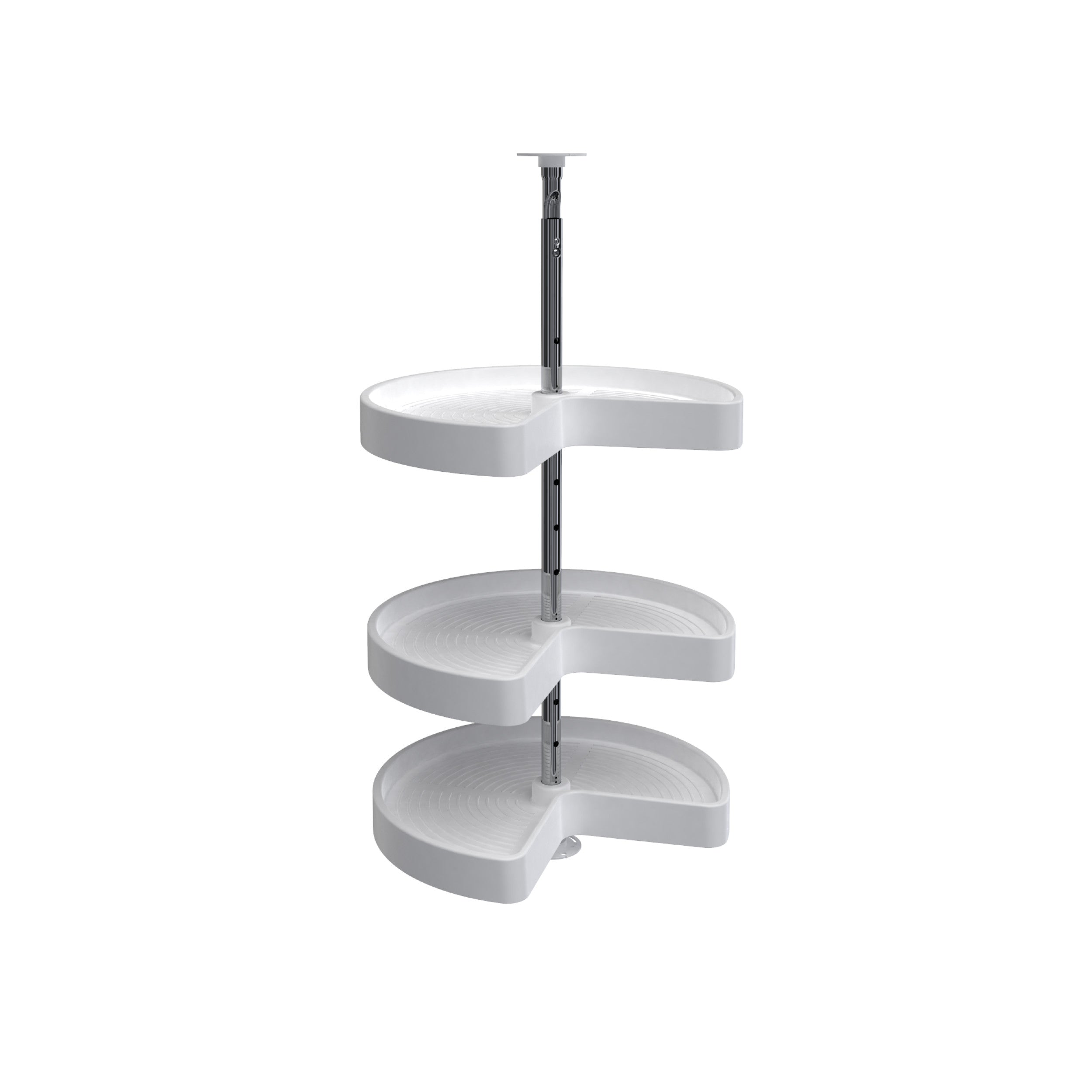18 in White Polymer Kidney Lazy Susans 3-Shelf White  18 in (457 mm) W x 18 in (457 mm) D x 34 in (864 mm) H