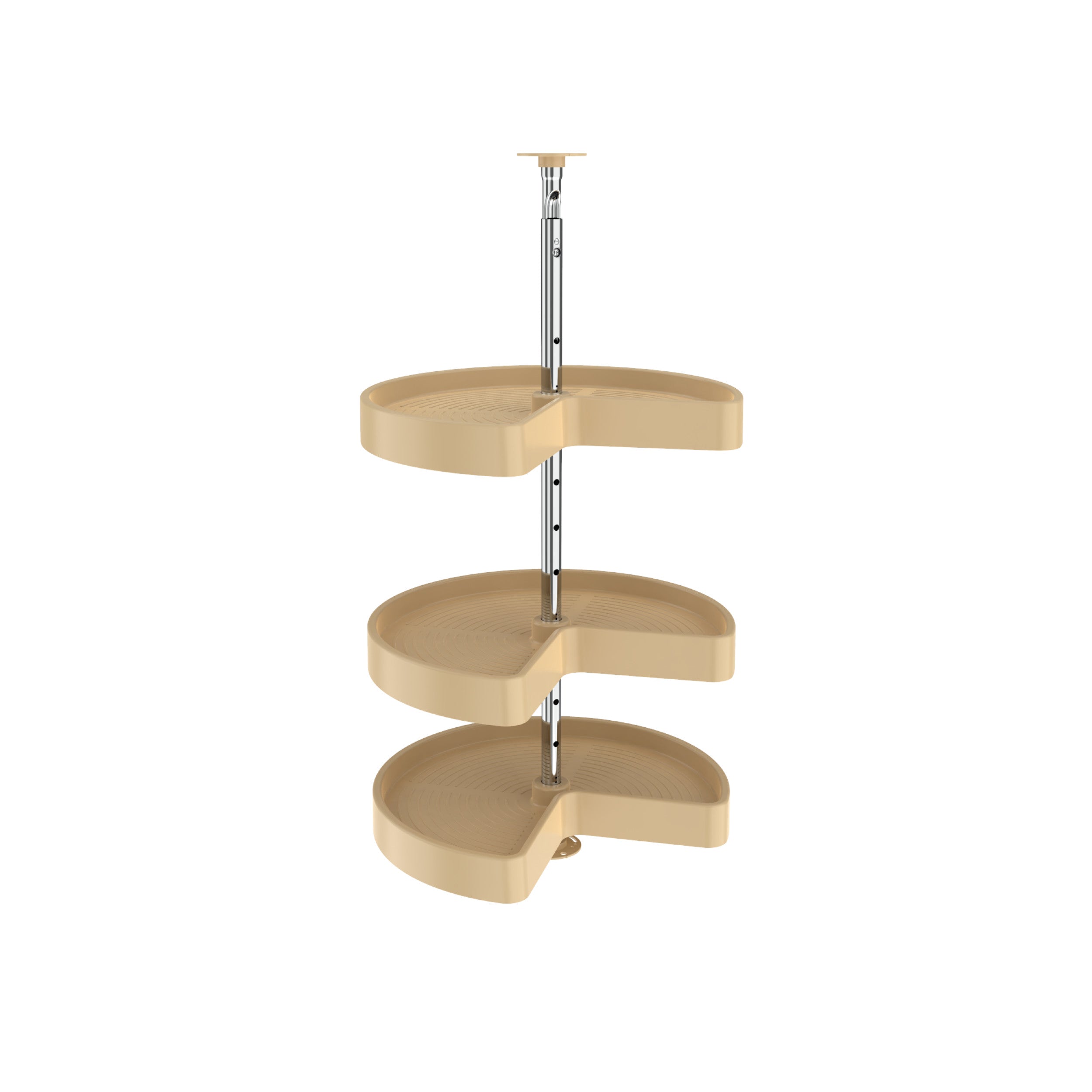 18 in Almond Polymer Kidney Lazy Susans 3-Shelf Almond  18 in (457 mm) W x 18 in (457 mm) D x 34 in (864 mm) H