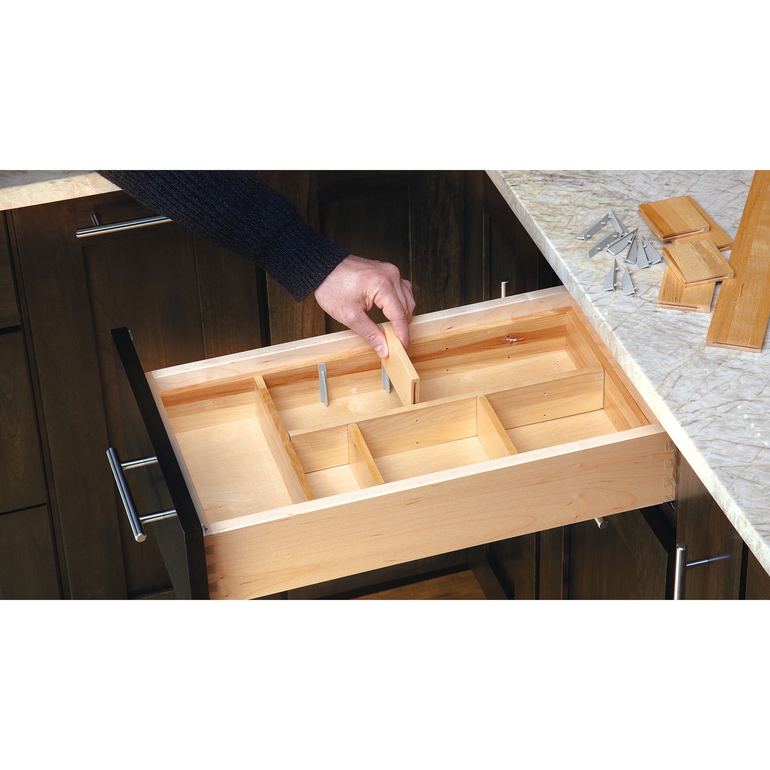 Wood Drawer Organizer Kit 15 (9-7/8" W, 19-1/8" D, 2-1/2" H)