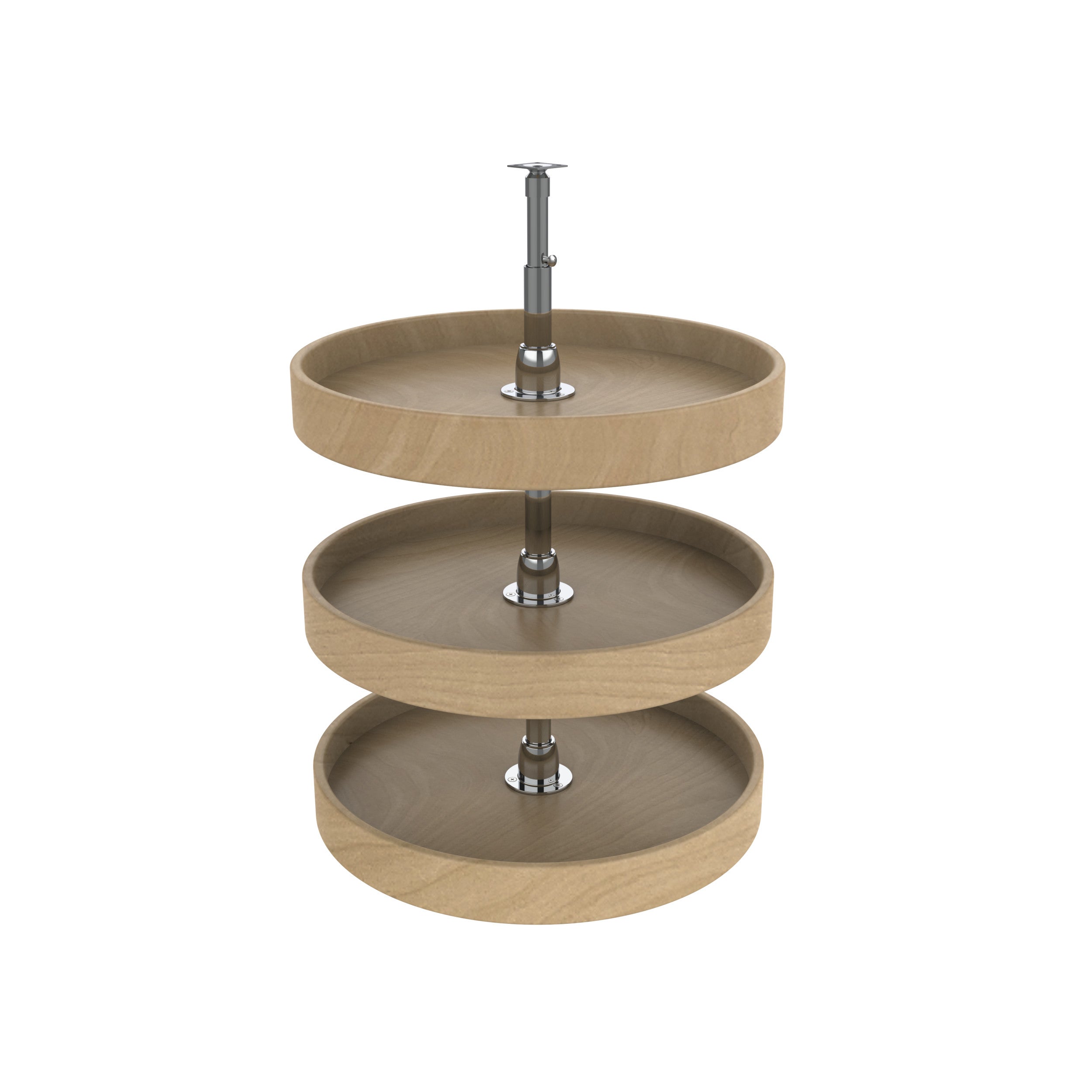18 in Natural Wood Full Circle Lazy Susans 3-Shelf Natural  18 in (457 mm) W x 18 in (457 mm) D x 38 in (965 mm) H