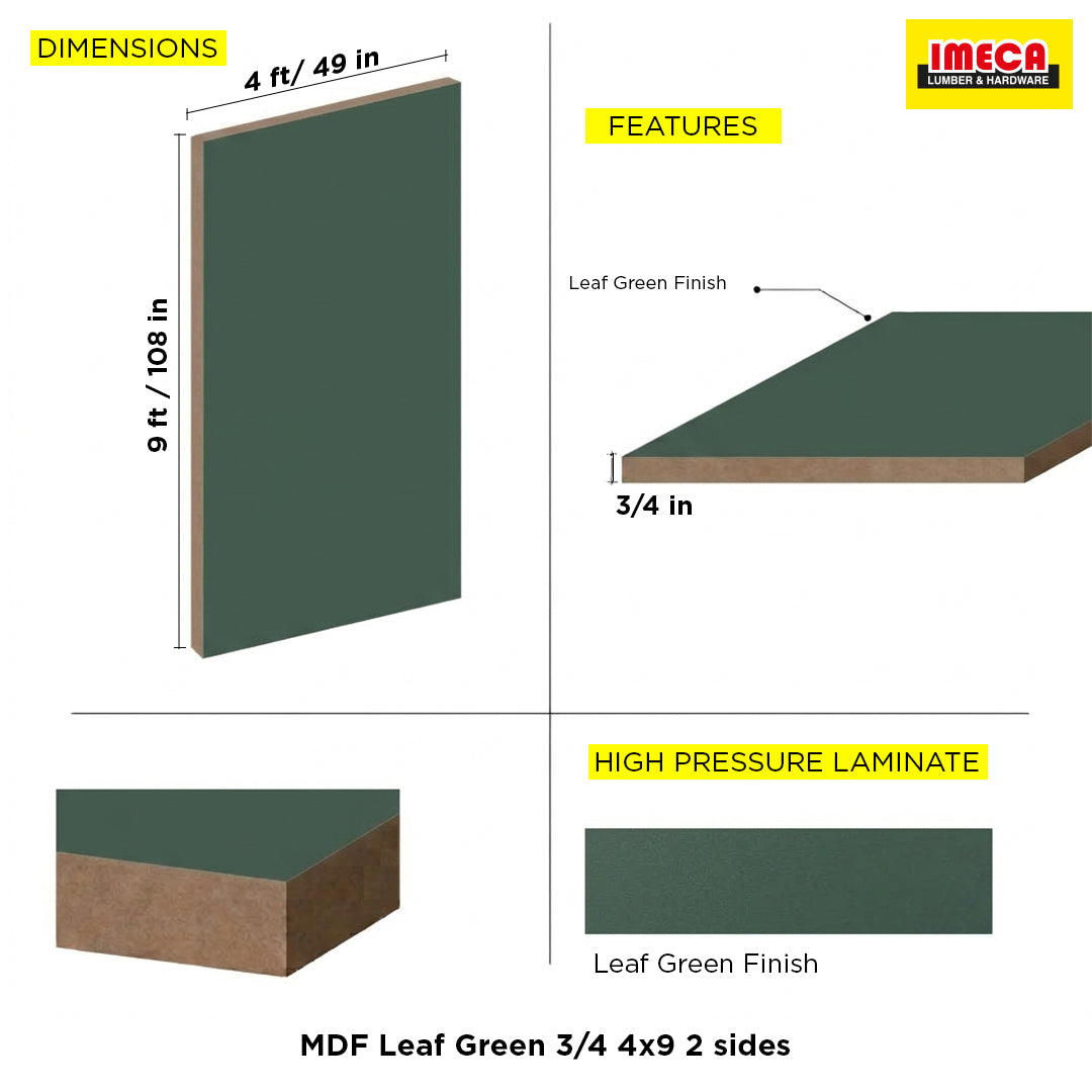 MDF Leaf Green 3/4 4x9 2 sides