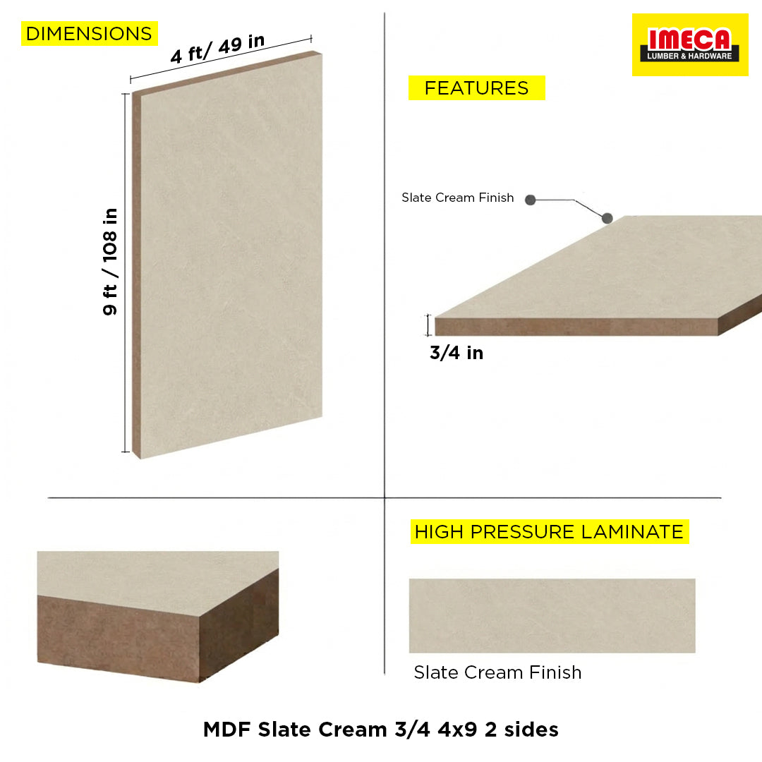 MDF Slate Cream 3/4 4x9 2 sides