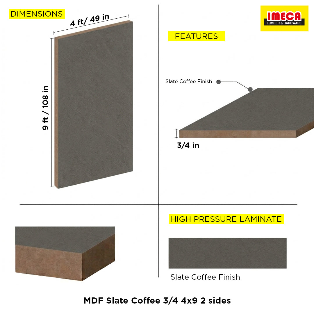 MDF Slate Coffee 3/4 4x9 2 sides