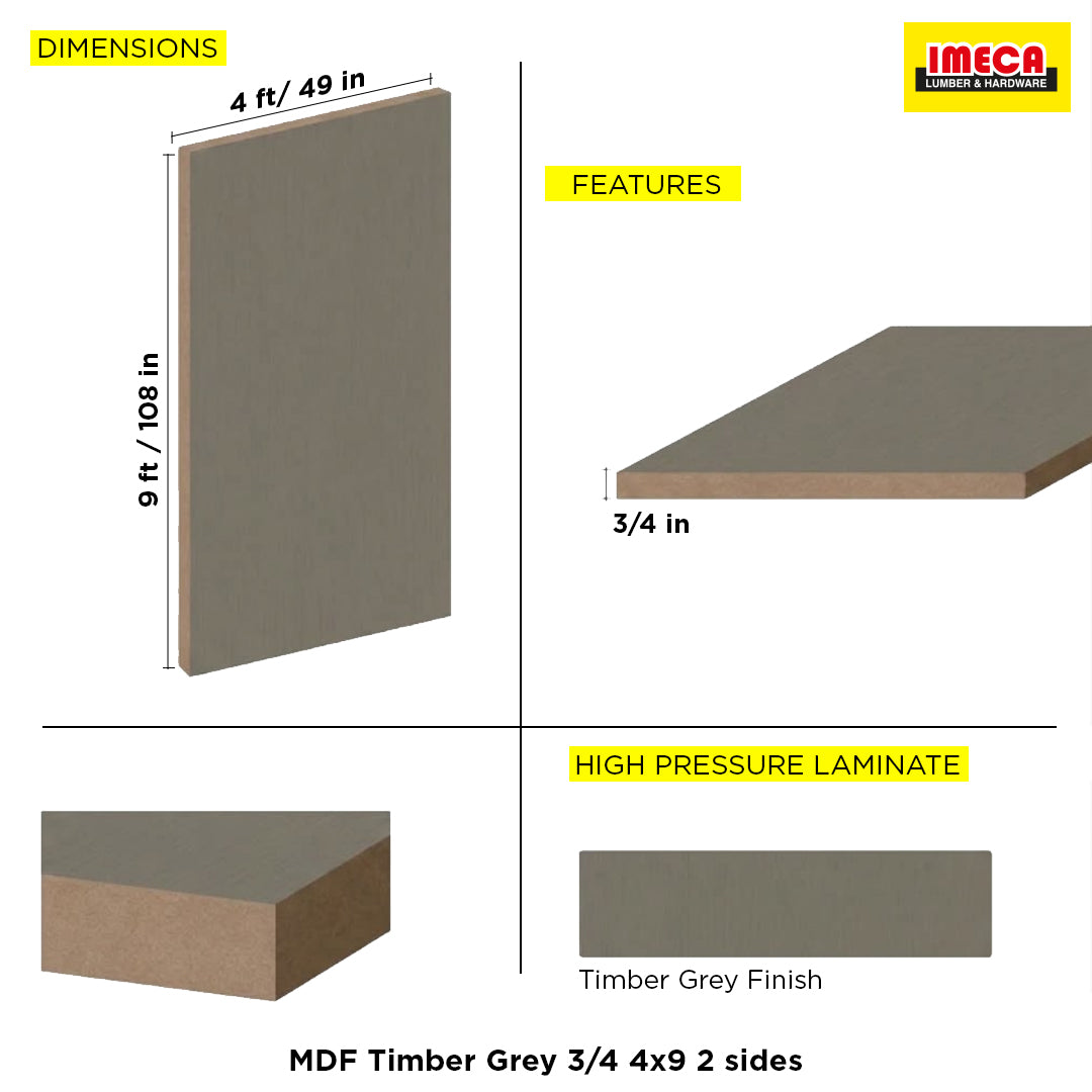 MDF Timber Grey 3/4 4x9 2 sides