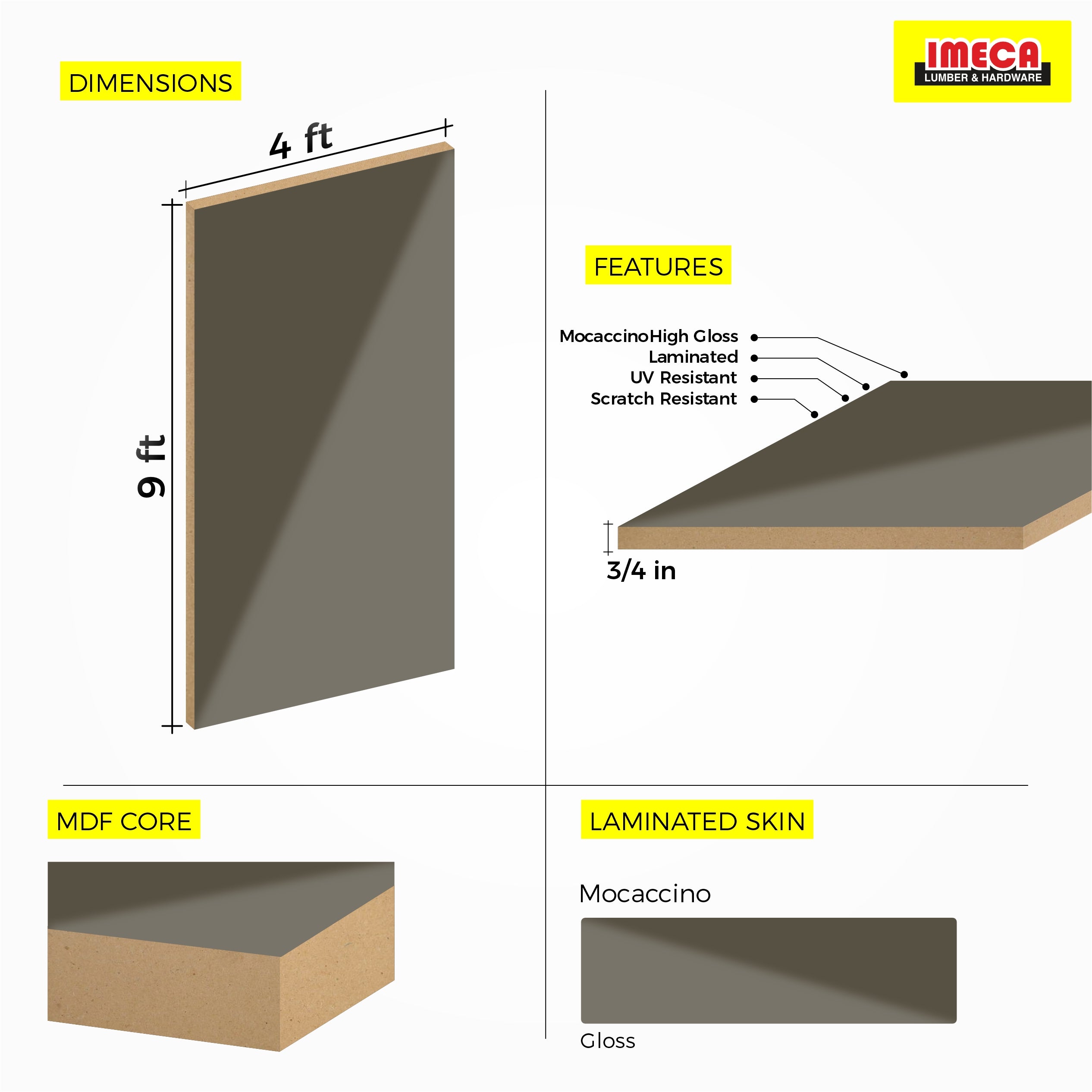 MDF MOCACCINO HG  3/4 4X9   AGT 6015