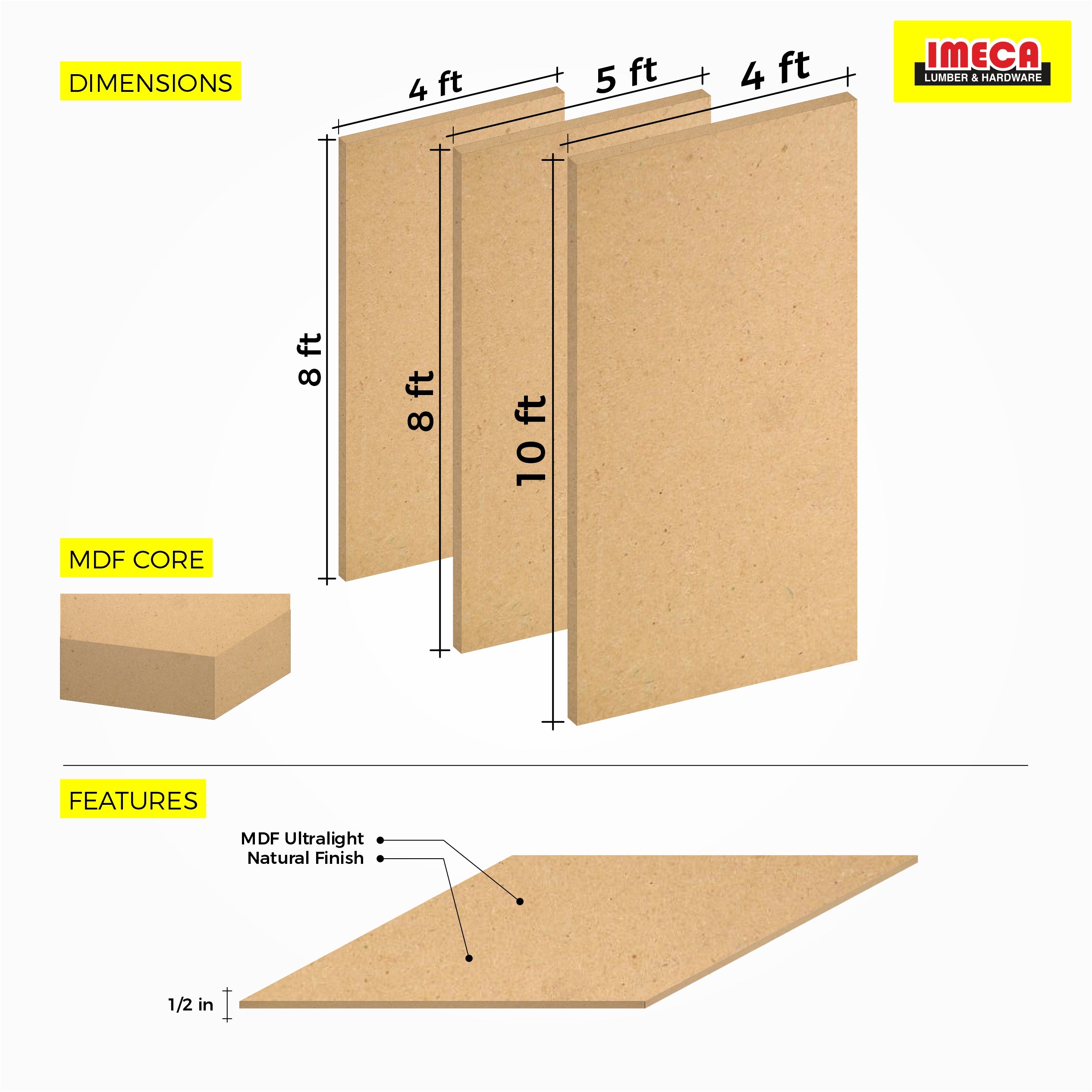 1/2" MDF Ultralight (Multiple Sizes)