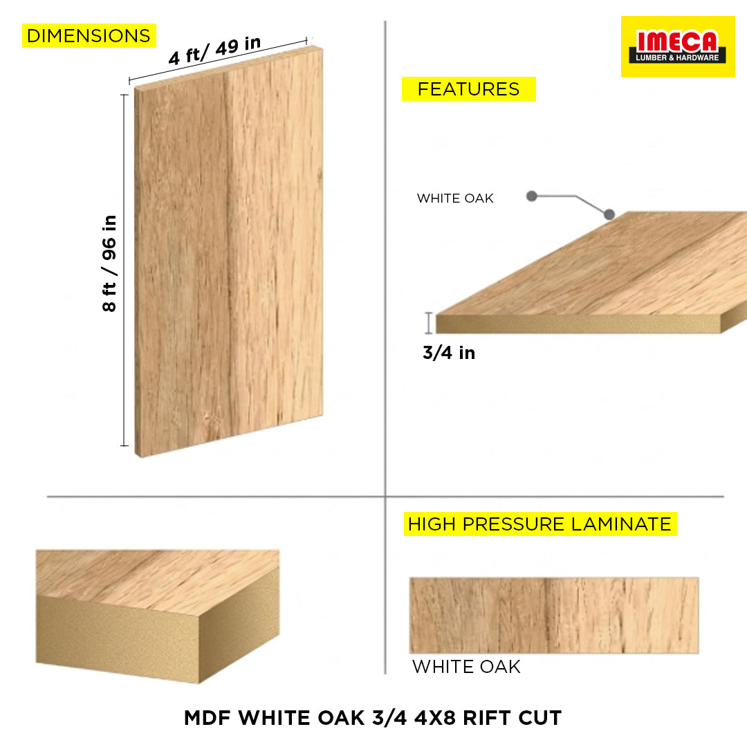 MDF WHITE OAK 3/4 4X8 RIFT CUT