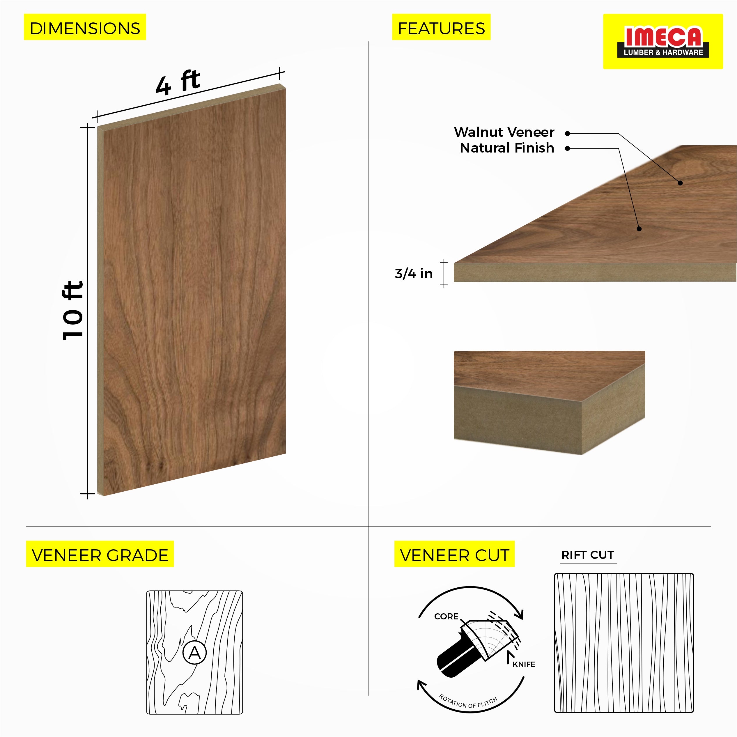 MDF WALNUT (PS) A-1 BOOK-Matched 4x10 3/4