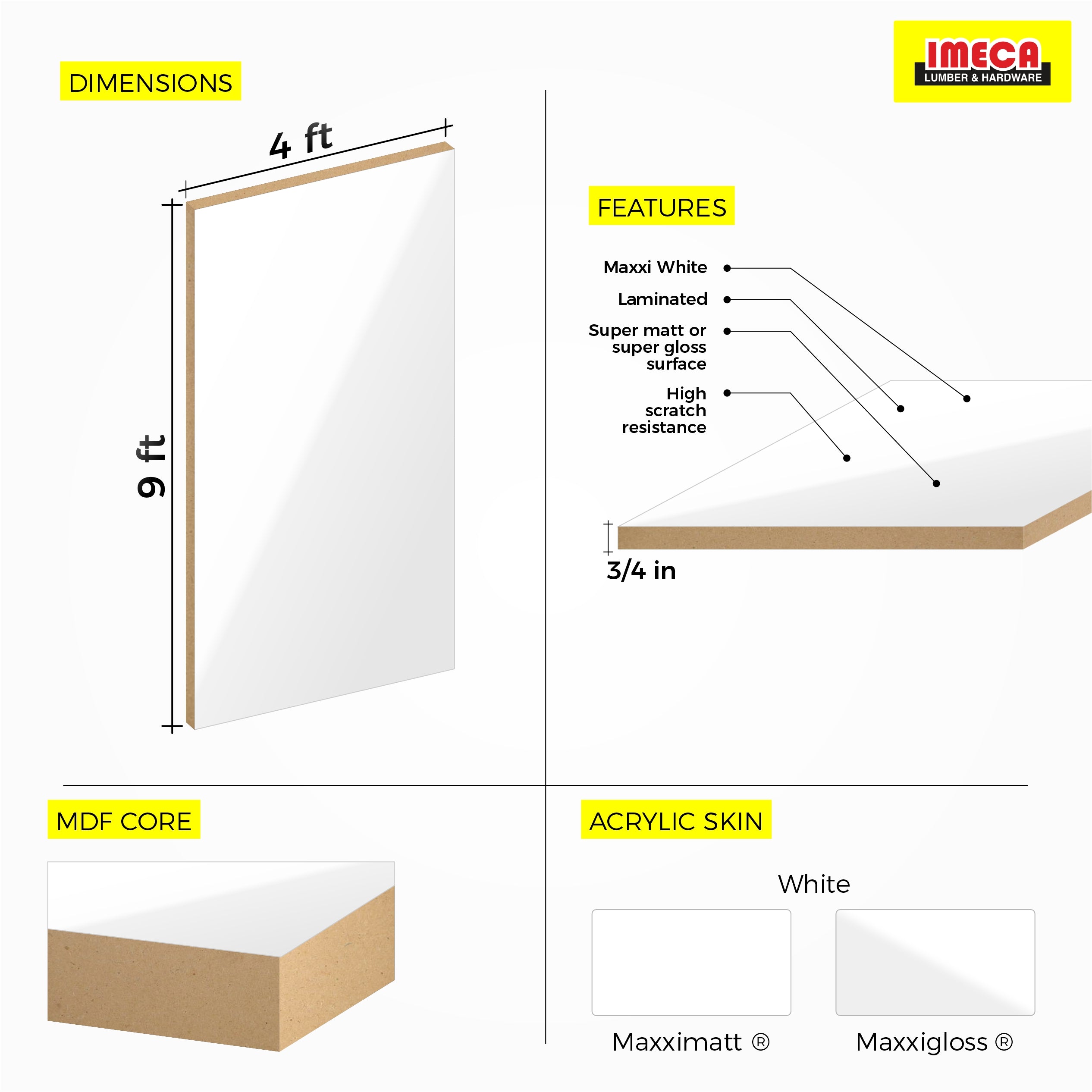 MDF MaxxiÂ® White (3/4 in. 4 ft x 9 ft)
