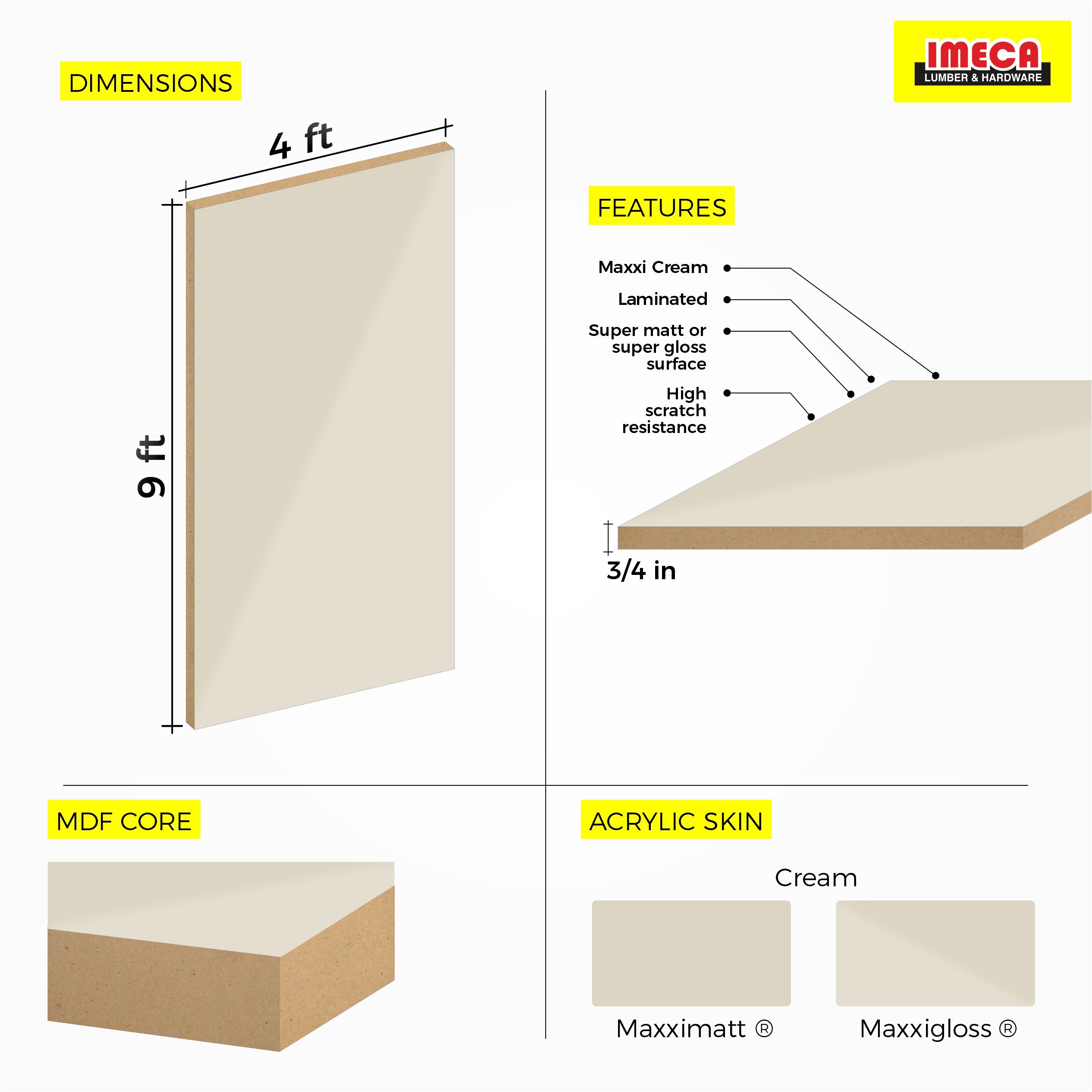MDF MaxxiÂ® White (3/4 in. 4 ft x 9 ft)