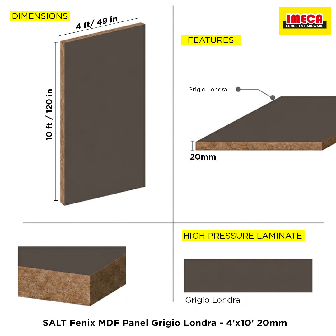 SALT Fenix MDF Panel Grigio Londra - 4'x10' 20mm
