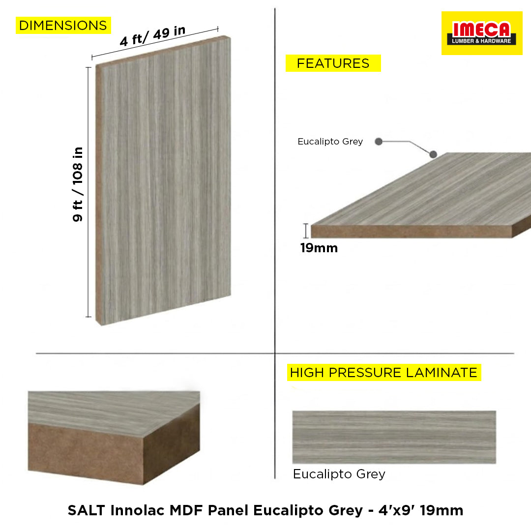 SALT Innolac MDF Panel Eucalipto Grey - 4'x9' 19mm