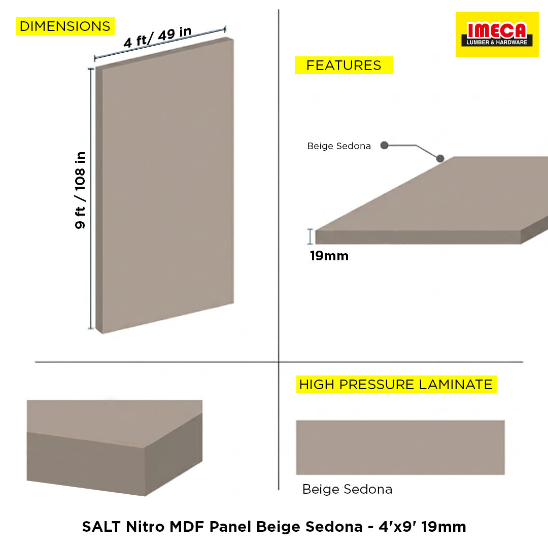 SALT Nitro MDF Panel Beige Sedona - 4'x9' 19mm
