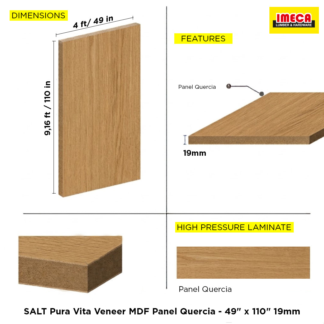 SALT Pura Vita Veneer MDF Panel Quercia - 49" x 110" 19mm