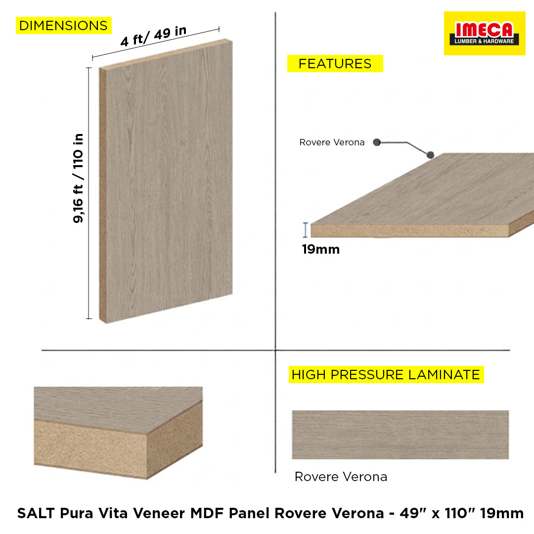 SALT Pura Vita Veneer MDF Panel Rovere Verona - 49" x 110" 19mm
