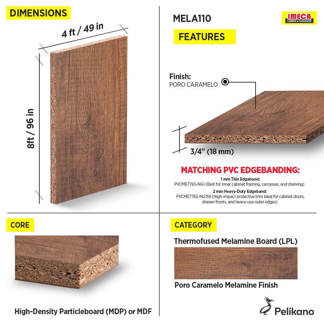 MELAMINE PORO CARAMELO 49X96 19MM Match LA1513