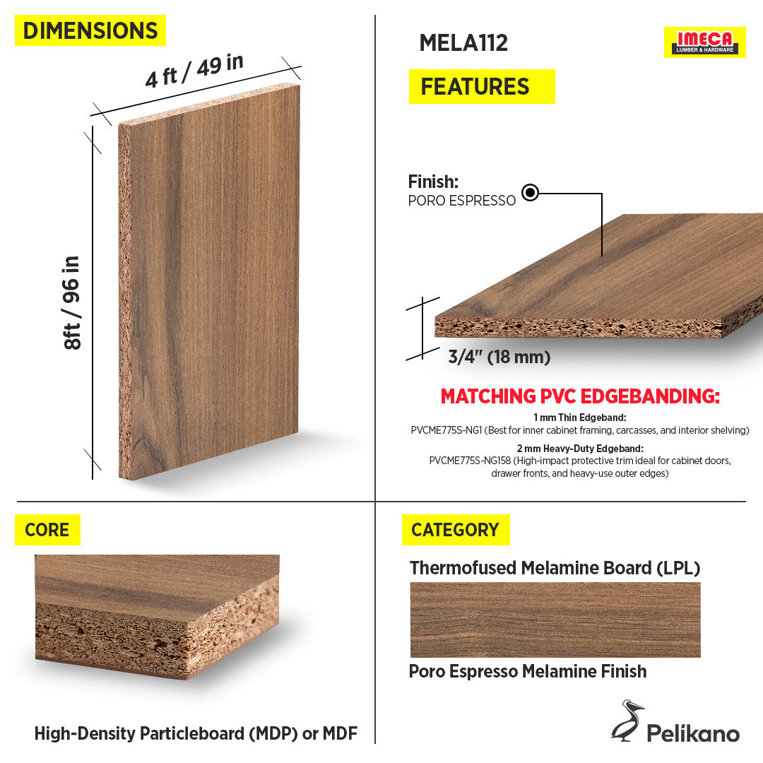 MELAMINE PORO ESPRESSO 49X96 19MM