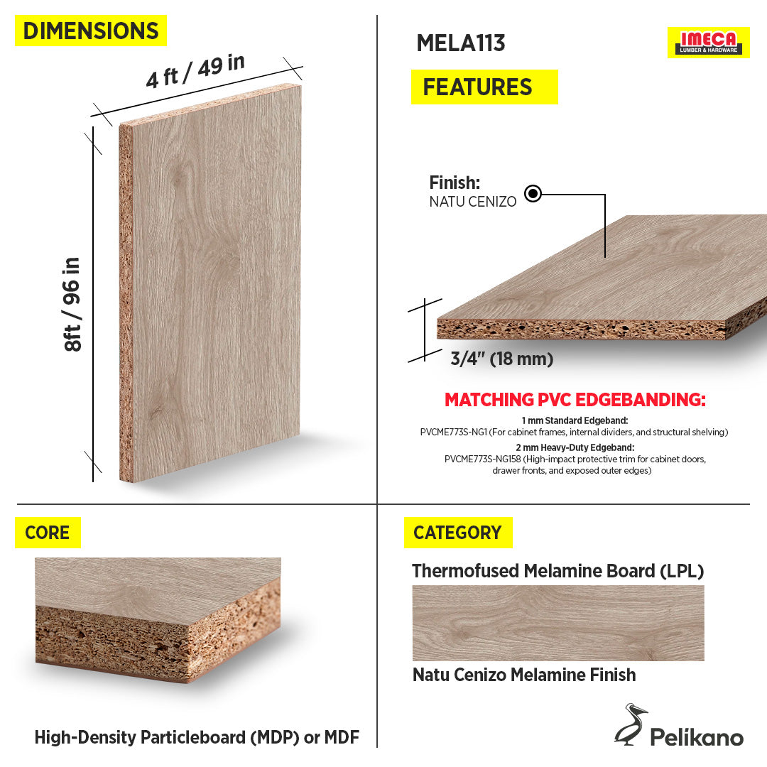 MELAMINE NATU CENIZO 49X96 19MM