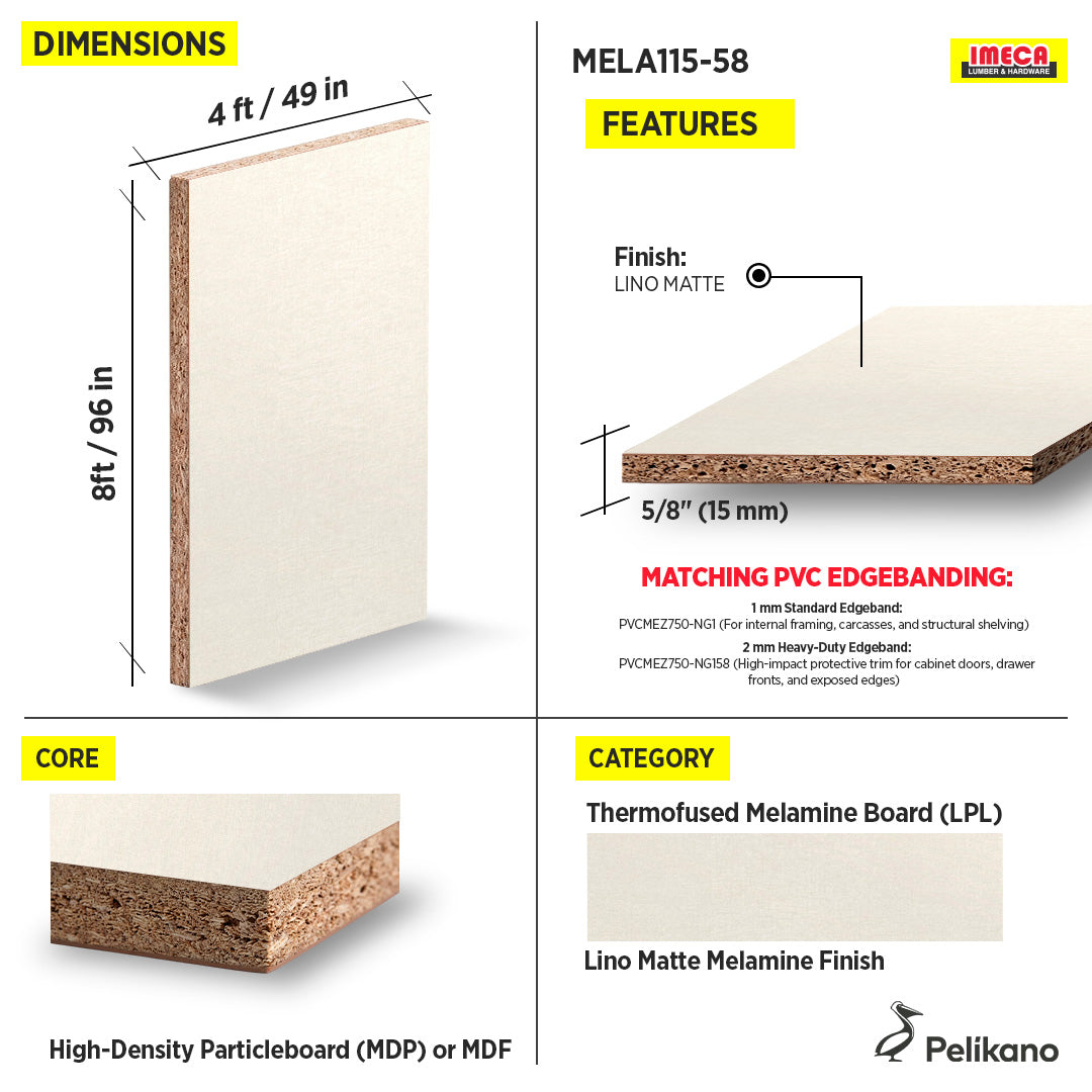 MELAMINE LUSO LINO MATE 49X96 15MM