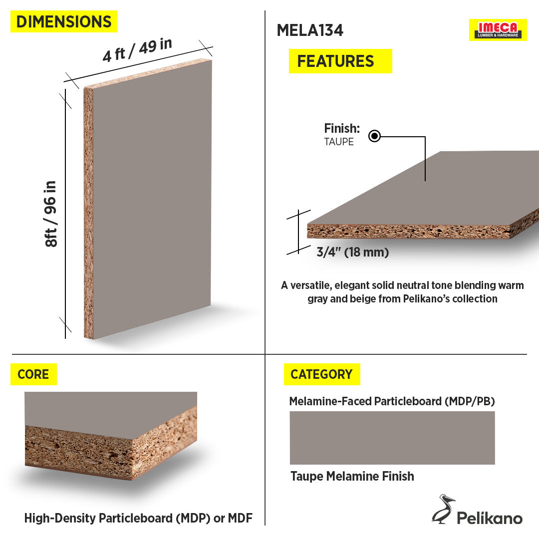 MELAMINE TAUPE 4X8 3/4