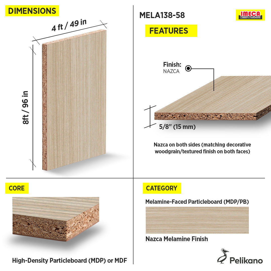 MELAMINE PELIKANO NAZCA 5/8 2 SIDE 4X8