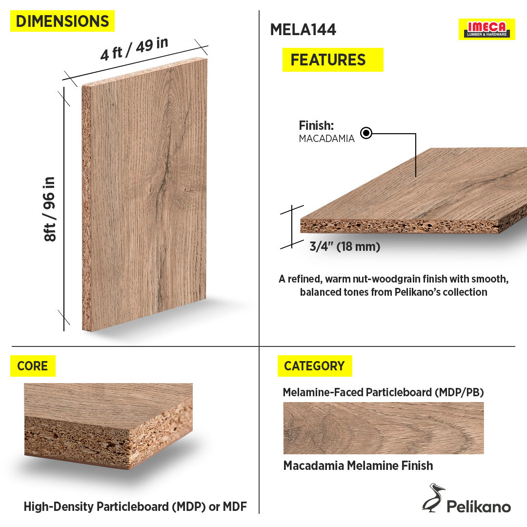 MELAMINE MACADAMIA 4X8 3/4