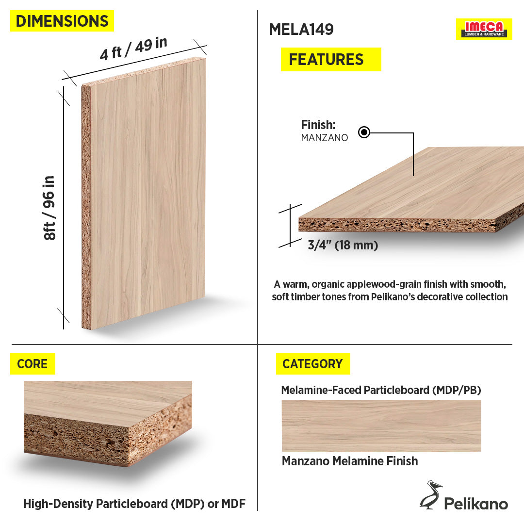 MELAMINE MANZANO 4X8 3/4