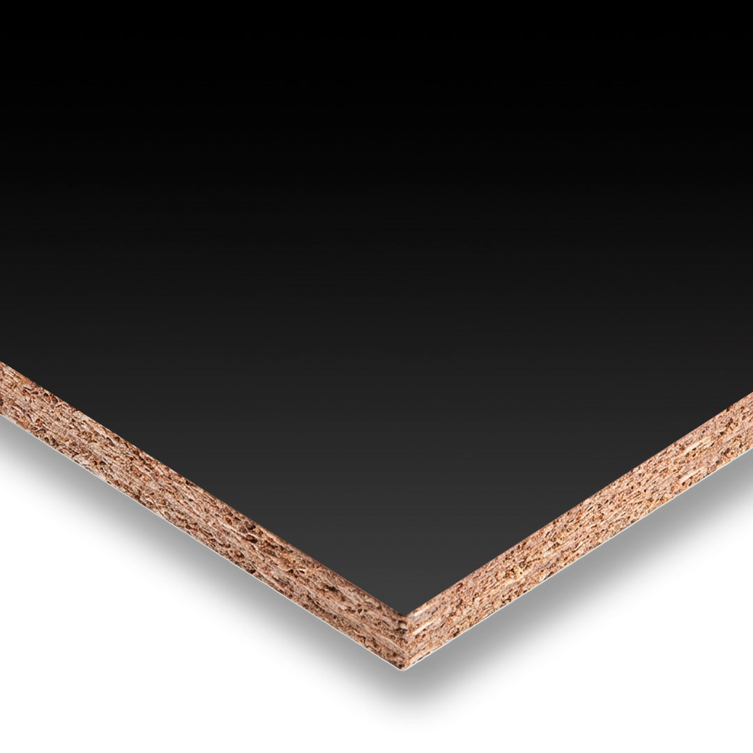 MELAMINE BLACK 3/4 4X8 18MM