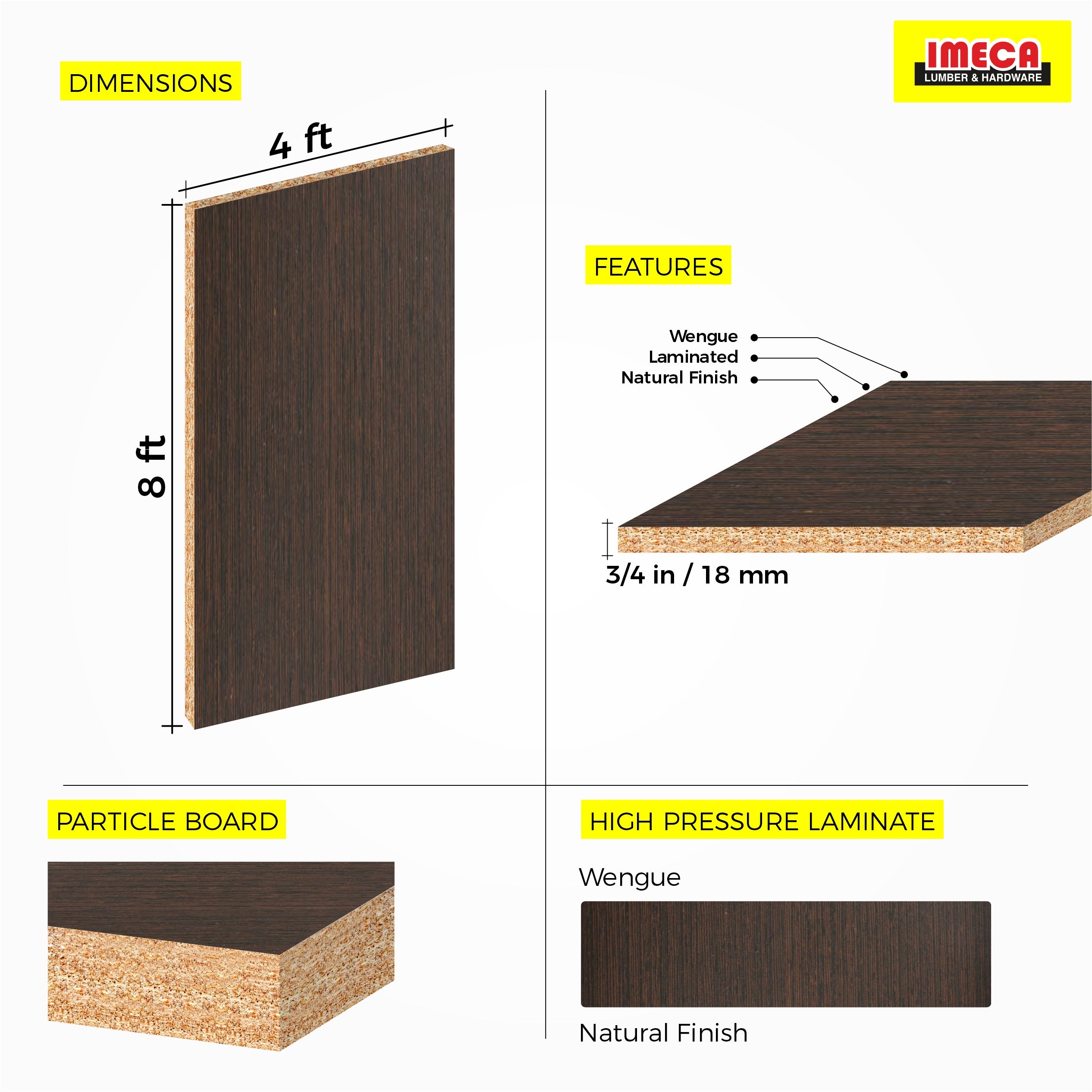 MELAMINE WENGUE 3/4 4X8 (IMPORT) CHOCOLATE 18MM