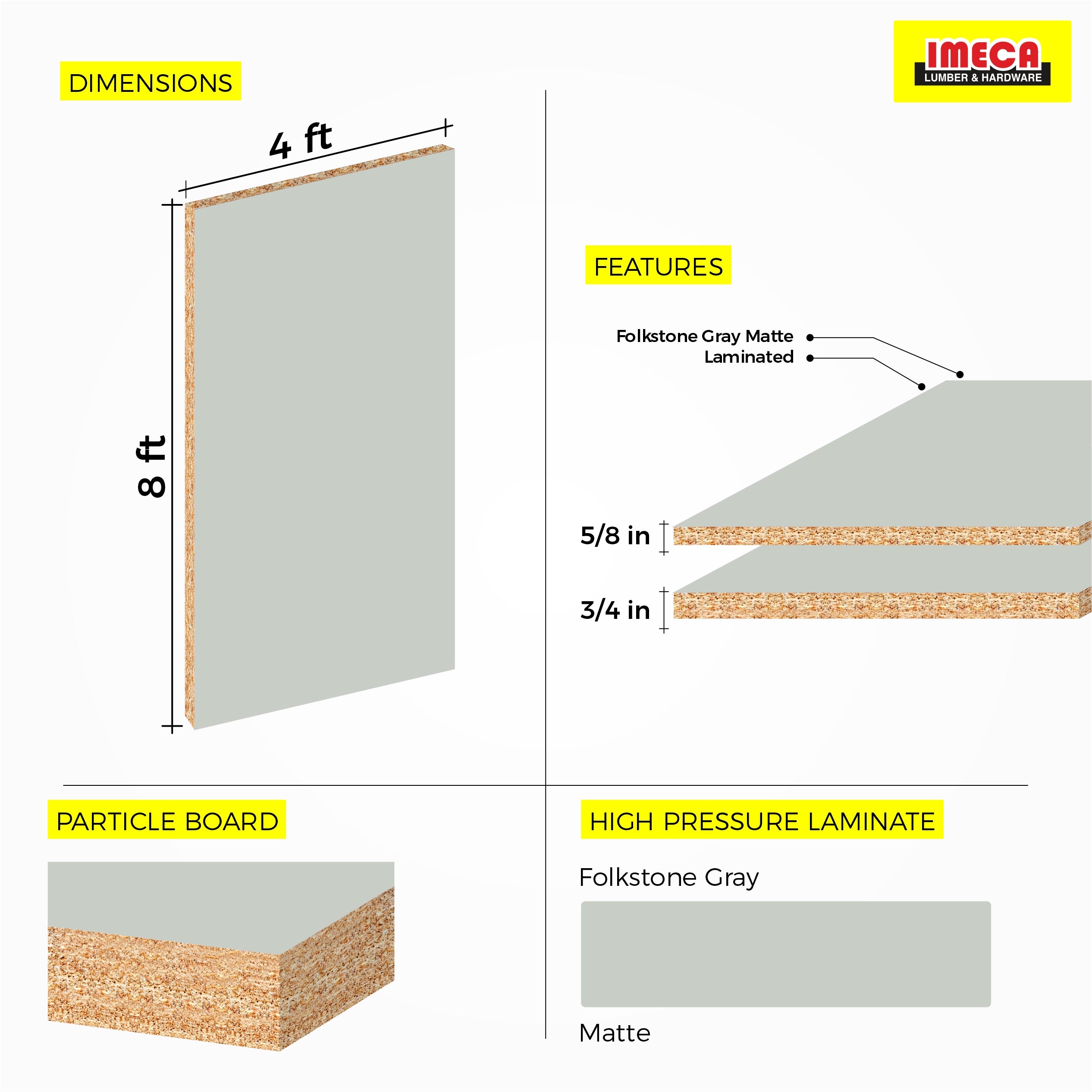 Melamine Folkstone Gray 4 ft x 8 ft