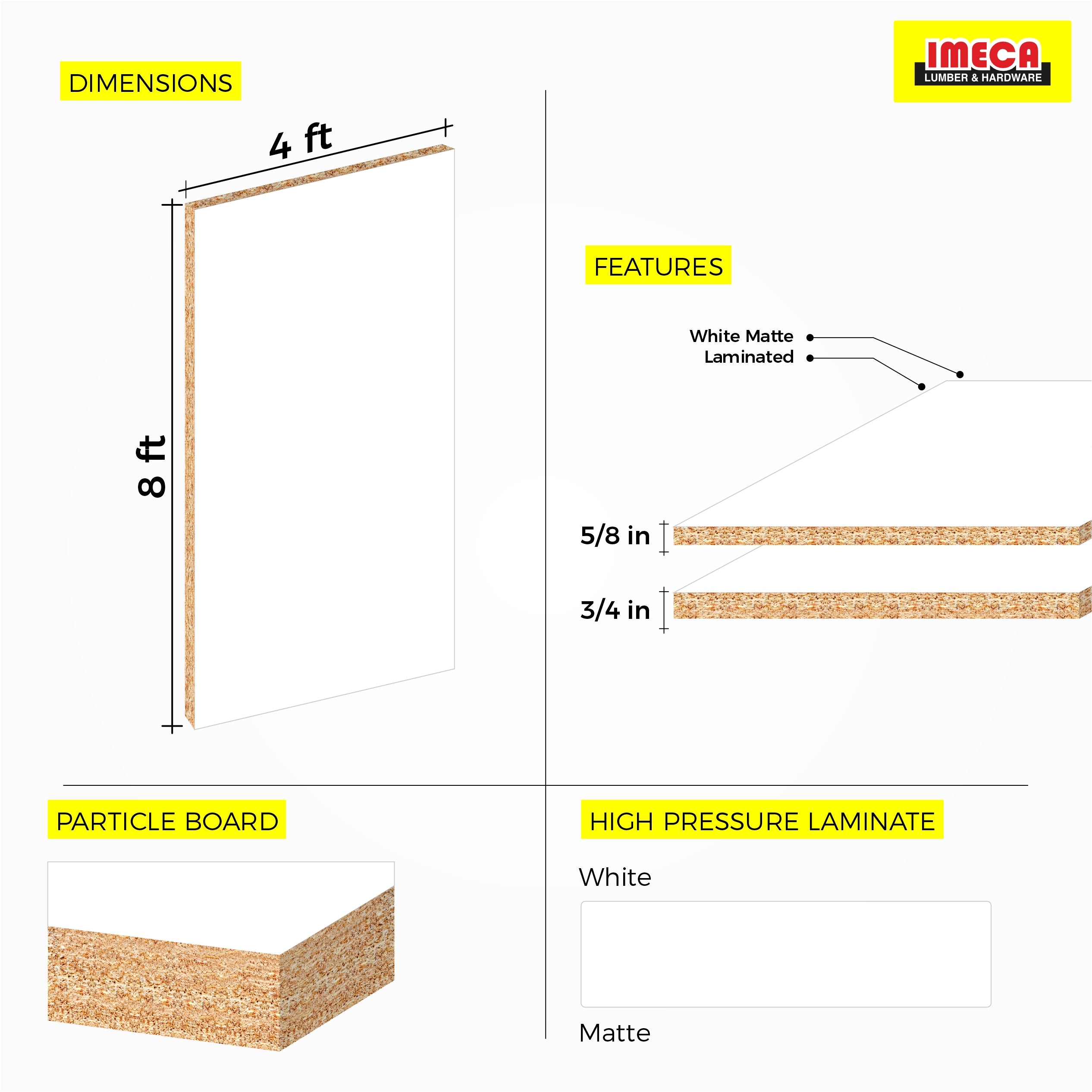Melamine White 4 ft x 8 ft