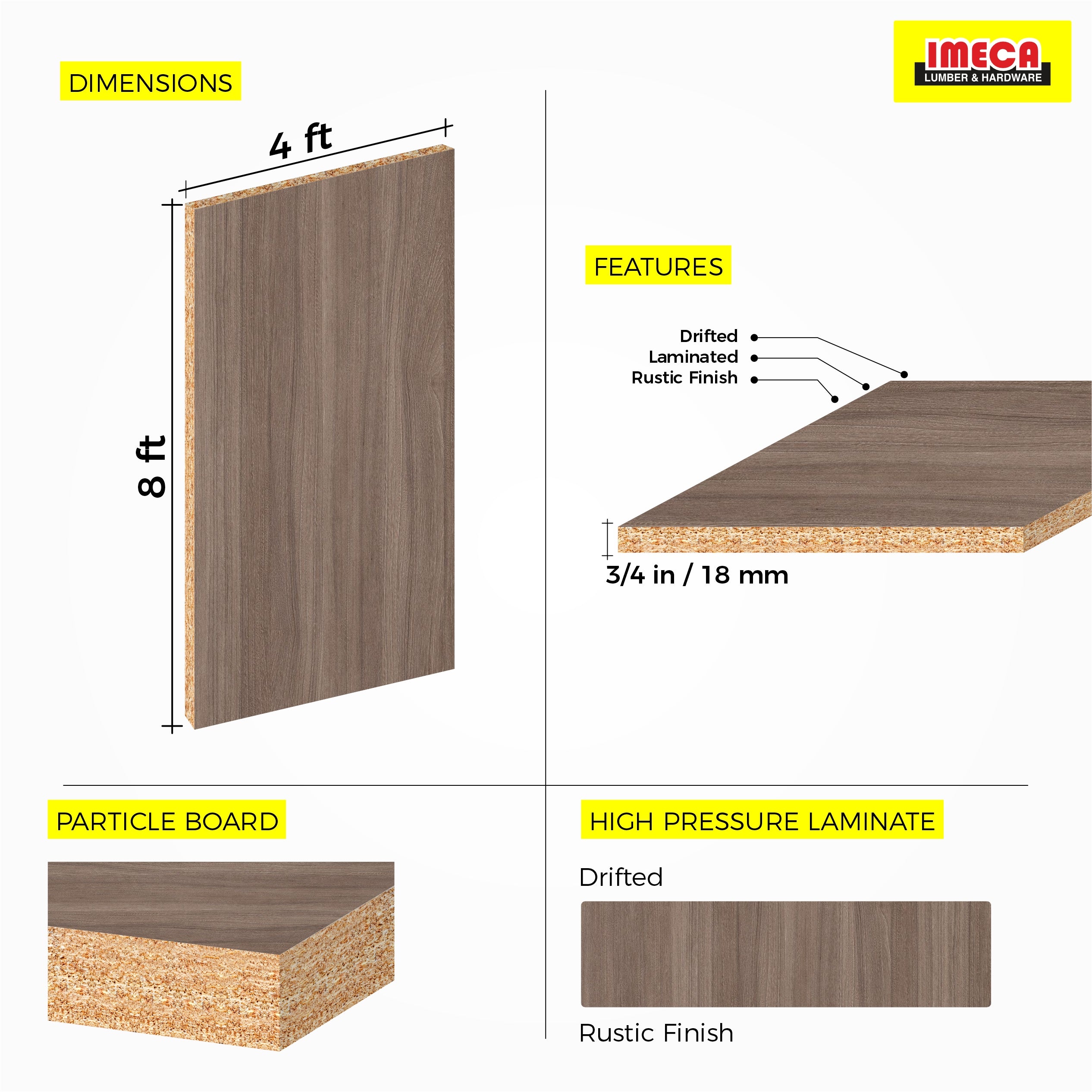 MELAMINE DRIFTED (RUSTIC FINISH) 3/4 4x8 19MM