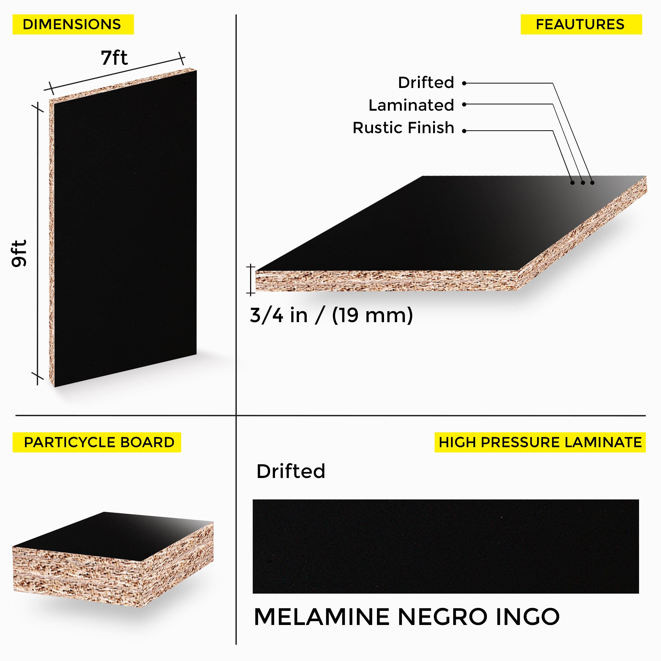 Negro Ingo Melamine (3/4 In X 7 Ft X 9 Ft)
