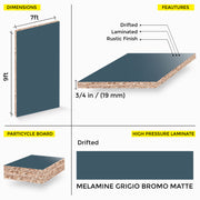 MELAMINE GRIGIO BROMO MATTE 7x9 19MM