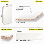 MELAMINE BIANCO LUCIDO 7X9 19MM