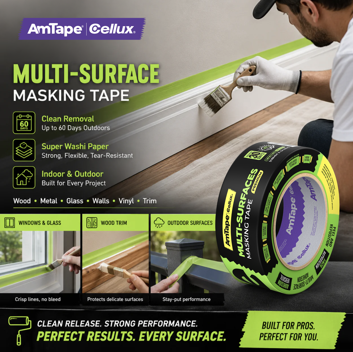 AmTape Multi-Surface Masking Tape Light Green