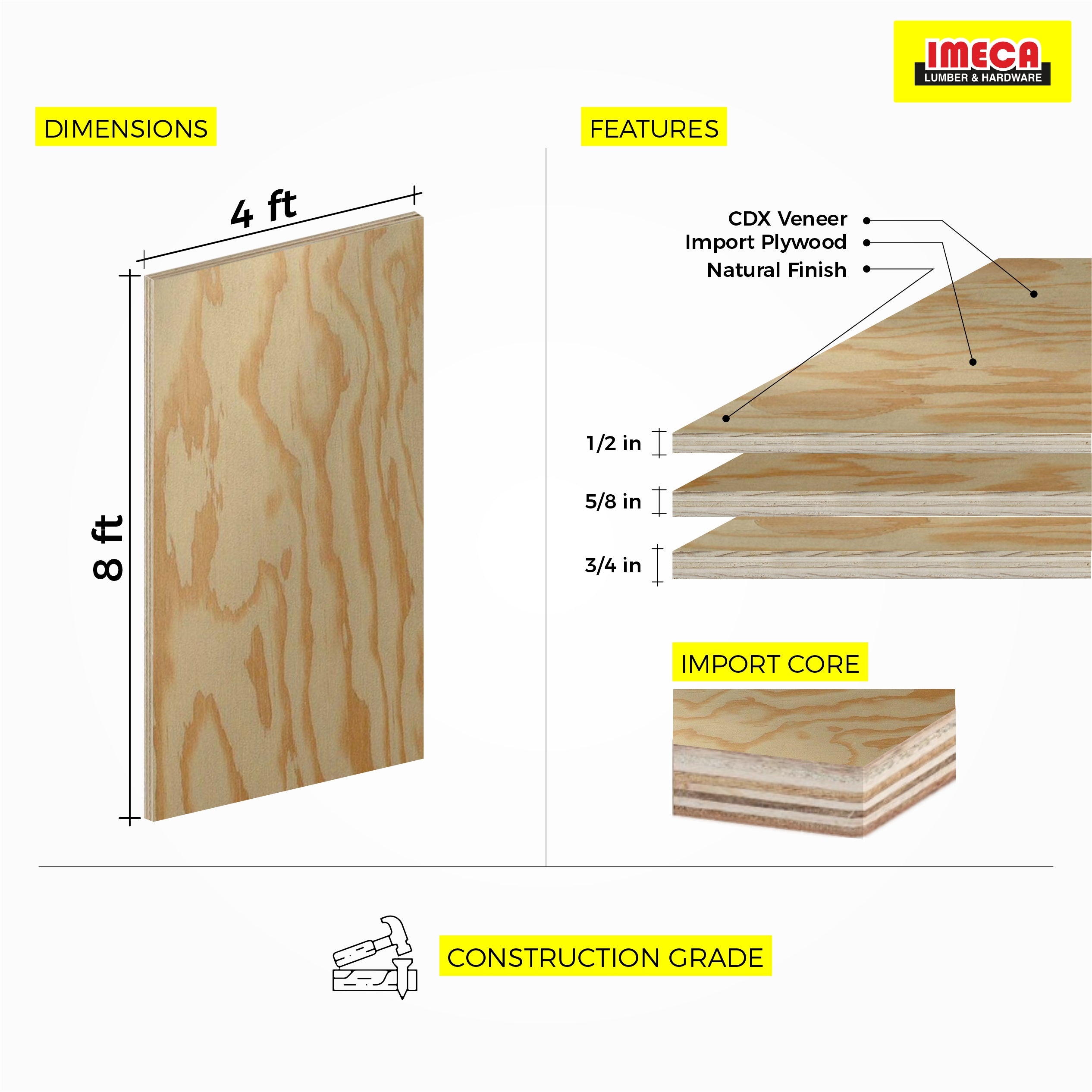 CDX Plywood 4 ft x 8 ft (Imported Plywood)