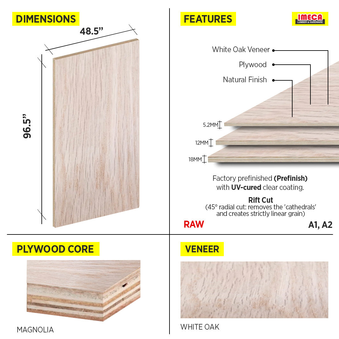 PLYWOOD WHITE OAK NATURAL 3/4 4X8 P/S