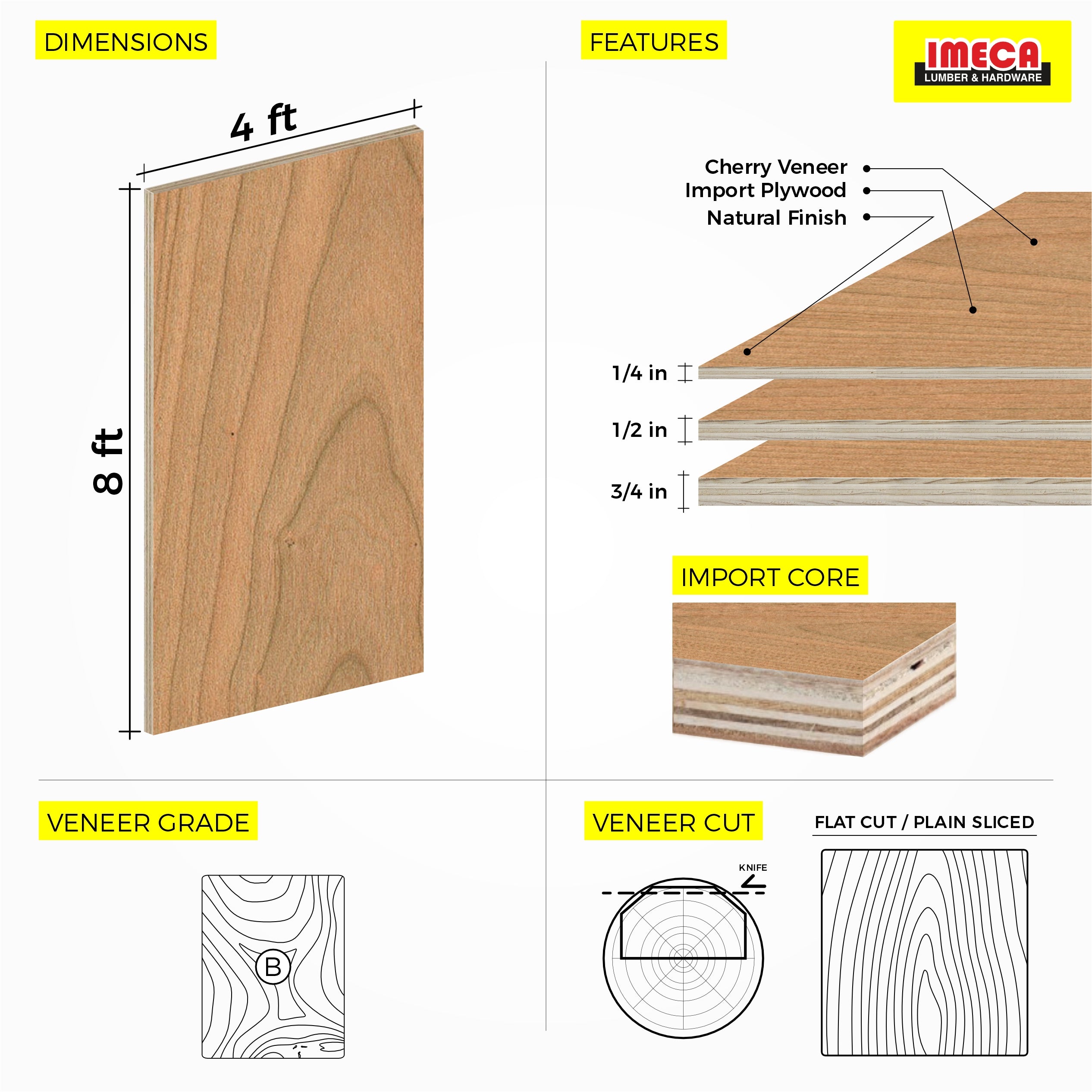 PLYWOOD DOMESTIC MAPLE 1/2 4x8 B2 RC WP